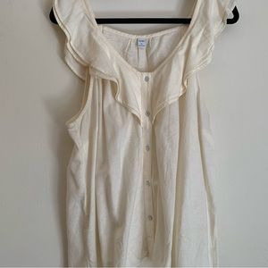 Old Navy White Chambray Sleeveless Button Down Blouse XL